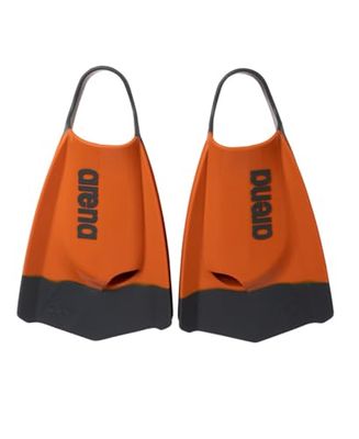 Arena Unisex Volwassen Powerfin Pro II Zwemmen Training Vinnen Mannen en Vrouwen Siliconen Korte Blade Flippers Links/Rechts Aangepast, Texas Oranje/Grijs, Maat 7.5-9