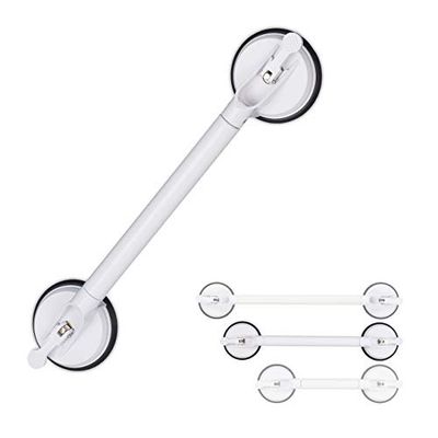 Relaxdays Extendable Suction Grab Handle, Bathroom Rail for Bath & Shower, 70 kg, for The Elderly, 57-69 cm, White