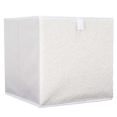 HOME DECO FACTORY, HD0253, Cubo di Stoccaggio Pieghevole 30X30 cm Bouclette, Pratico, compatto ed elegante, ideale per uno spazio organizzato e stilizzato