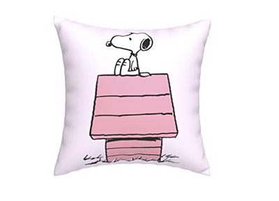Snoopy - Pink Booth kussen, met leuk ontwerp, kussen, decoratie, afmetingen 35 x 11 x 35 cm, kleur roze, officieel product (CyP-merken)