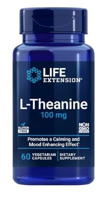 Life Extension L-Theanine 100mg, 60 Capsules Végétariennes - Relaxation Mentale et Sérénité
