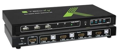 Techly 028702 KVM Switch 4x1 con USB e HDMI 4K Nero