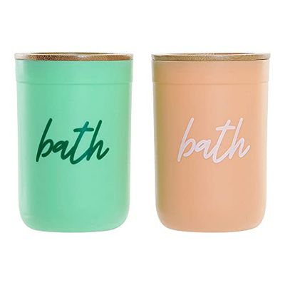 DKD Home Decor Bath Bamboo Polypropylene (PP) Toothbrush Holder (2 Pack)