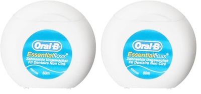 Oral-B Fil dentaire Essentialfloss non ciré, 50 m (Lot de 2)