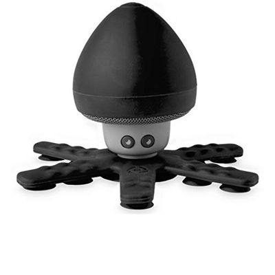 Celly Altavoz Bluetooth Impermeable Squiddy, Altavoz Inalámbrico Soporte con 6 Mini Tentáculos y Ventosas con Agarre Seguro para Ducha Piscina baño y más. Negro