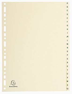 Exacompta - Réf. 1124E - Intercalaires en Carte ivoire 155g/m2 FSC® avec 24 onglets imprimés alphabétiques de A à Z - Format à classer A4 - Dimensions 22,5 x 29,7 cm - couleur ivoire