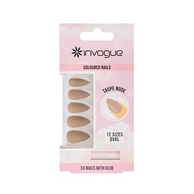 Invogue Taupe Nude Oval Nails (24 Pieces)