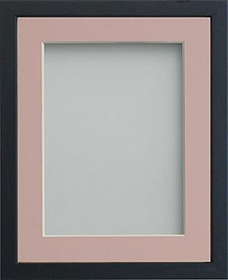 Frame Company Jellybean Range Black Wooden 8x6 inch Picture Photo Frame with Pink Mount for Image 7x5 inch * Choice of Colours & Sizes* Fitted with Perspex