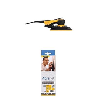 Mirka DEOS II 383 Levigatrice orbitale 70x198mm 300 W a basse vibrazioni + Mirka Strisce abrasive a rete 70x198 mm a strappo/grana P120 / 10 pz.