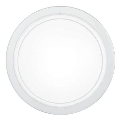 EGLO Plafón PLANET 1, aplique de parede com 1 lâmpada, plafond de aço, cor branca, vidro pintado de cor branca, casquilho E27
