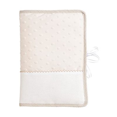 Filet - Couvre-Livret Sanitaire à Broder, Nouveau-né, Compatible avec Chaier de Santé de l’Enfant Formulaire CERFA no 12593 02, Made in Italy, Couleur Tourterelle AMP3028T Taille Unique