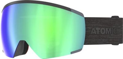 ATOMIC Redster HD Skibril, zwart, skibril met contrastrijke kleuren, hoogwaardige gespiegelde snowboardbril, bril met live fit-frame, skibril voor brildragers