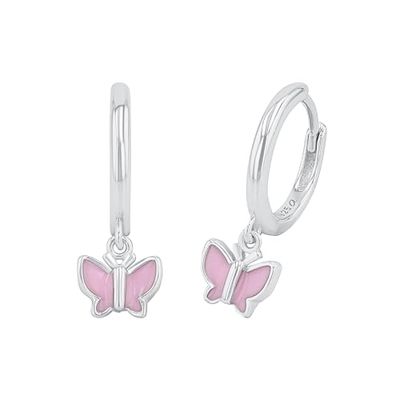 Prinzessin Lillifee Creolen 925 Sterling Silber Mädchen Kinder Ohrschmuck, 1,8 cm, Silber, Schmetterling, Kommt in Schmuck Geschenk Box, 2037941