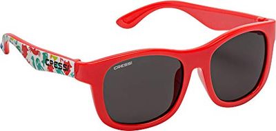 Cressi Teddy Sunglasses Óculos de sol para crianças, juventude unissexo, animal de estimação de água/vermelho/lente fumada, 3/5 anos