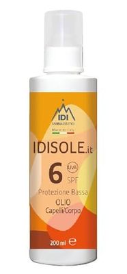 IDISOLE.IT, Districante protettivo SPF6 olio capelli e corpo - 1 flacone da 200ml