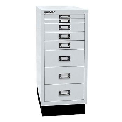BISLEY MultiDrawer Serie 29 con Base, DIN A4, 8 cajones, Metal, 645 Gris Claro, 38 x 27,9 x 67 cm