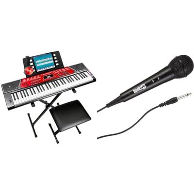 RockJam Kit pianoforte tastiera RockJam a 61 tasti con Pitch Bend & Karaoke Microfono cablato unidirezionale microfono dinamico unidirezionale con cavo di tre metri - nero