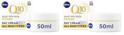 NIVEA Q10 Anti-Wrinkle Power Protecting Day Cream SPF 30 (50ml), Face Cream with Skin Identical Q10 and Creatine for Wrinkles and Age Spots (Pack of 2)