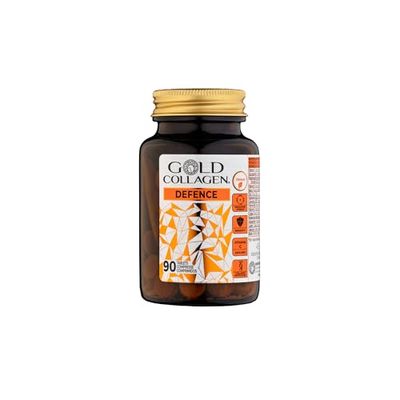 GOLD COLLAGEN Defence - Integratore Difese Immunitarie Antiossidante per Formazione Collagene Pelle Unghie Capelli Sani con Vitamina C e E, Biotina Astaxantina, Acido Ialuronico, Retinolo 90 Compresse