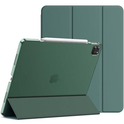 JETech Hoes voor iPad Pro 12,9 Inch (6e/5e Generatie, Model 2022/2021), Ondersteuning Pencil Opladen, Case Automatisch Wekken/Slapen (Mistige Groen)
