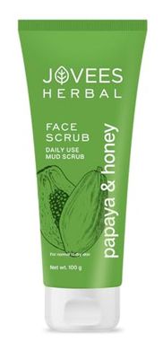 Jovees Herbal Papaya & Honey Face Scrub For Women/Men | Size: 100ml x Pack of 1 | Skin Type: Normal to Dry Skin | Use for: Neck and Face | Mud Purifies | Deep Cleanses Skin | Tanned & Pigmented Skin