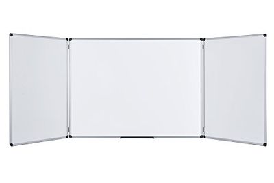 Bi-Office Lavagna Bianca Magnetica Pieghevole Trio, Lavagna Cancellabile A Secco Multi-Superficie Salva-Spazio, Dimensioni Da Aperta 240 x 90 cm, Da Chiusa 120 x 90 cm