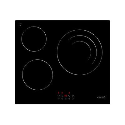 Cata Płyta ceramiczna TZD 603/G z 3 strefami do gotowania o wysokim świetle i jedną olbrzymią potrójną strefą z 9 poziomami mocy, szerokość 59 cm z automatycznym wyłączaniem i blokadą dla dzieci,