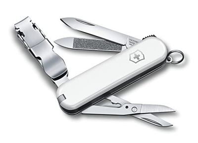 Victorinox Nailclip 580, Swiss Made, 8 Fonctions, Lime à Ongles, Coupe-Ongles, Lame, Ciseaux, Blanc