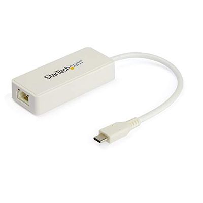 StarTech.com US1GC301AUW USB-netwerkadapter (Ethernet adapter met extra USB-aansluiting, USB 3.0, Thunderbolt 3 comp.) wit