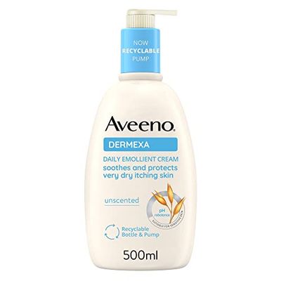 Aveeno Dermexa Crema Corpo Emolliente, Crema corpo per pelle secca e pruriginosa, Crema corpo idratante senza profumo, Crema corpo idratante pelle secca con Avena e Ceramidi, 500 ml