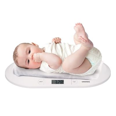 Grundig Baby Scale - Digital Weight Scale Newborn - 10 Gr Accurate Baby Scales - Baby Weighing Scales Max. 20 Kg - Baby Scale with Tare-Function - White