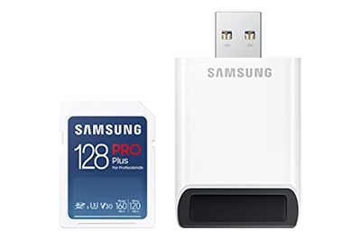 Samsung Pro Plus MB-SD128KB/WW Carte mémoire SD UHS-I U3 Full HD & 4K UHD 160 Mo/s en Lecture 120 Mo/s en écriture pour appareils Photo Reflex numériques et appareils Photo système Lecteur de Cartes