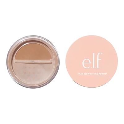 e.l.f. Halo Glow Soft Focus Setting Powder, polvere fissante leggera e setosa per un glow delicato non lucido, attenua i pori e le linee sottili, Dark