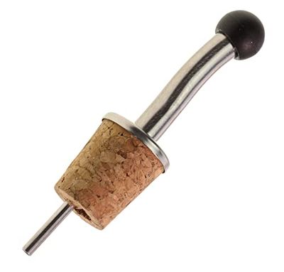 Fackelmann Bottle Spout of Stainless Steel/Cork, Silver/Beige/Black, 10 x 7.8 x 2.3 cm