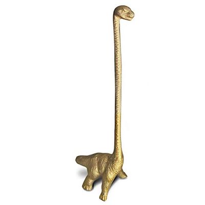 WallCharmers Porta asciugamani di carta dorata, porta carta igienica in metallo o porta carta da cucina per pavimento o piano di lavoro, motivo: dinosauro dorato