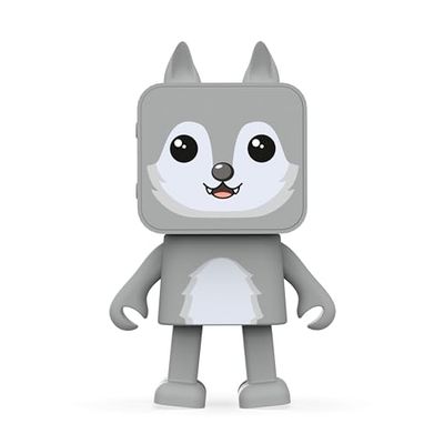 mob - Enceinte Bluetooth Dancing Animals - Enceinte Dansante Puissance 3W - Connexion sans Fil - Kit Mains Libres (Loup)