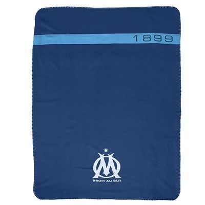 Om 2023 Plaid imprimé 110x140 cm Olympique de Marseille | Oeko-TEX | Bleu