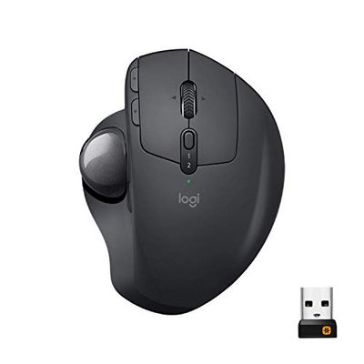 Logitech MX Ergo Mouse Trackball Wireless Ergonomico, Bluetooth o 2,4 GHz con ricevitore USB Unifying, angolo della trackball regolabile, rotella di scorrimento di precisione, 910-005179 Nero/Grafite