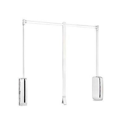 Emuca - Cabide rebatível para armário Sling, largura ajustável 830-1150 mm, aço e plástico, plástico branco