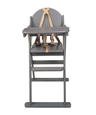 Safetots Chaise Haute Deluxe en Bois Pliable, Pré-Assemblée, pour Bébés et Tout-Petits, Élégante, Pratique et Gain de Place, Couleur Gris
