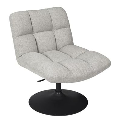 Fauteuil Pivotant Reglable Siege Salon Salle A Manger Bois Tissu Gris