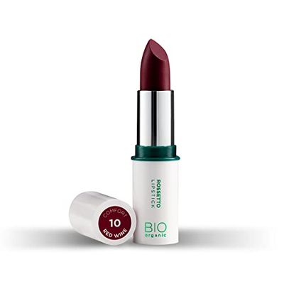 Naturaverde | BIO Make Up - Rossetto Lunga Durata, Rossetto Rosso Vino, Rossetto Ultra Comfort, Colore Pieno, Coprente, Alta Pigmentazione, Trucchi Donna, Lipstick, Red Wine, 4gr, N°10