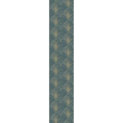 Ambiance Sticker Papier Peint Intissé Pré-encollé Rouleau Wallpaper Vert Gris Feuilles Géométriques Adhésif Décorative - 1 Roulle de H300 x L60 cm