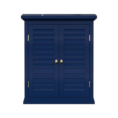 Elegant Home Fashions Armadietto Murale Blu Navy Porte Lamellari