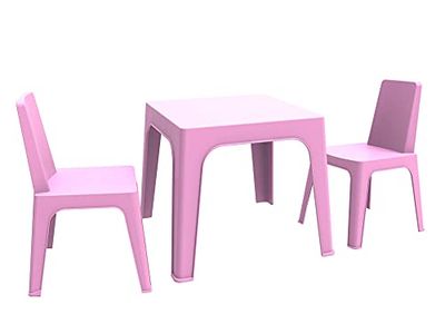 Resol Julieta Set infantil de 2 cadeiras e 1 mesa para interior, exterior, jardim - cor rosa