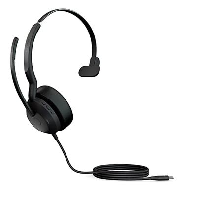 Jabra Evolve2 50 Auriculares Mono con Cable con tecnología Air Comfort, micrófonos con cancelación de Ruido y cancelación Activa de Ruido, Funciona con Todas Las Plataformas UC líderes como Zoom