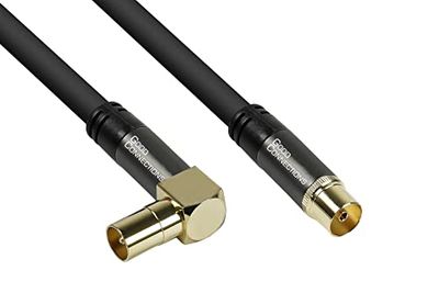 Good Connections GC-M2079 SmartFLEX tv-hoekantennekabel, 20 m, IEC/coax-stekker schuin op bus, 4-voudig afgeschermd/120dB/75 Ohm, vergulde aansluitingen, zwart