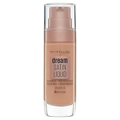 Maybelline New York Fondotinta Dream Satin Liquid, Fondotinta Naturale Effetto Satinato, Spf8, 41 Warm Beige