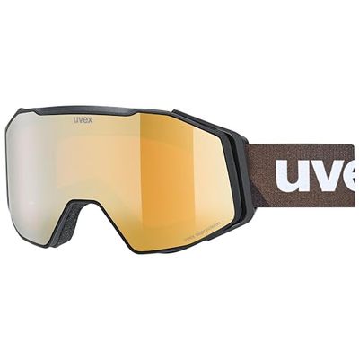uvex gravity FM, Skibril Unisex-Volwassene, black matt/gold-clear, one size