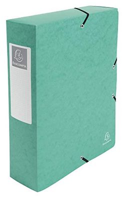 Exacompta - Réf. 50833E - 6 boites de classement avec élastiques Exabox - en carte lustrée 600g/m2 - Dos 8 cm - dimensions 25 x 33 cm - pour documents A4 - couleur vert - livrées montées